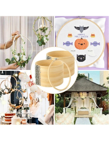 Aros de Bordado EATHEATY 20 Juegos 15 cm Bambú Ajustables