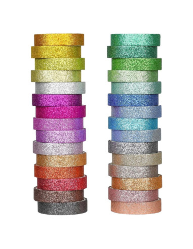 Cinta Washi Brillante AEBORN - 30 Rollos 10mm x 2m Multicolor