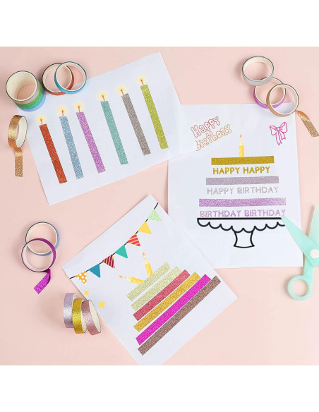 Cinta Washi Brillante AEBORN - 30 Rollos 10mm x 2m Multicolor