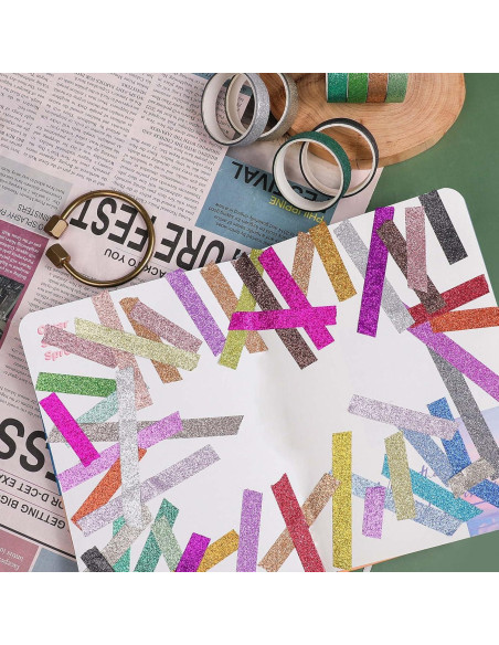 Cinta Washi Brillante AEBORN - 30 Rollos 10mm x 2m Multicolor