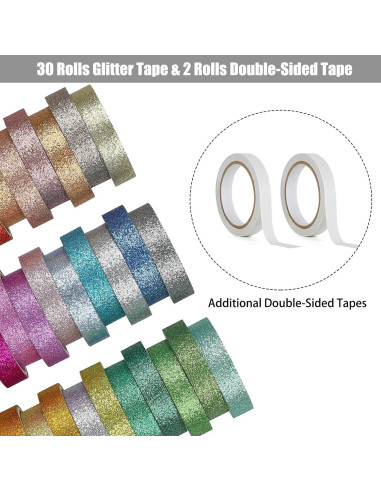 Cinta Washi Brillante AEBORN - 30 Rollos 10mm x 2m Multicolor