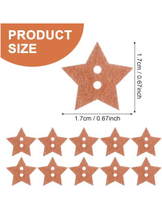 200 Botones de Madera en Forma de Estrella Ymapinc - Marrón 2