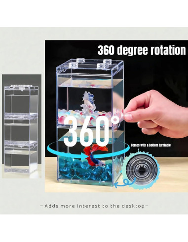 Mini Acuario para Betta Tsxurepaw 0.76L Apilable 360