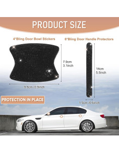 10 PCS Protector de Manija de Puerta Zmoso Brillante Negro 2