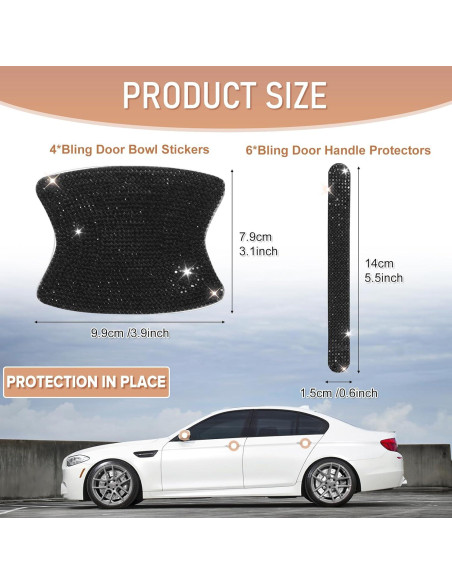 10 PCS Protector de Manija de Puerta Zmoso Brillante Negro