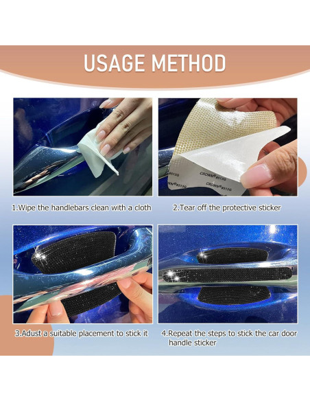 10 PCS Protector de Manija de Puerta Zmoso Brillante Negro