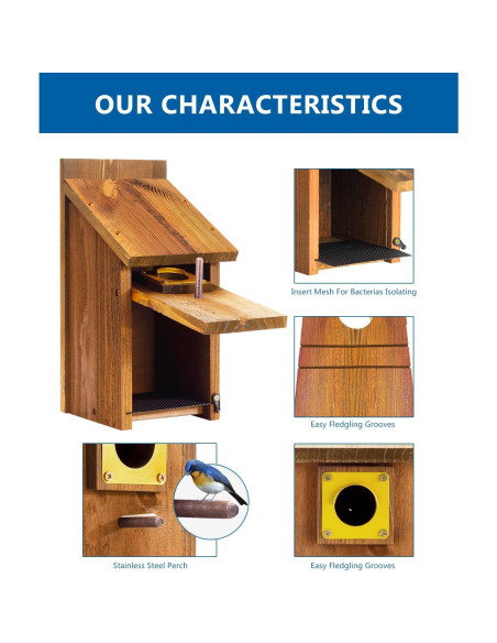 Casa de Pájaro Bluebird CEDAR ALPHA 2pk - Cedro Carbonizado