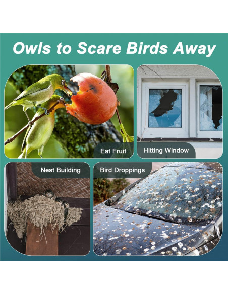 Búhos Falsos Vicsiyi para Ahuyentar Pájaros - Paquete de 2