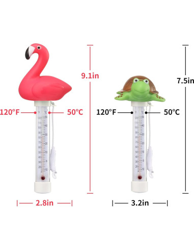 Termómetros Flotantes para Piscina KABUDA - Flamenco y Tortuga