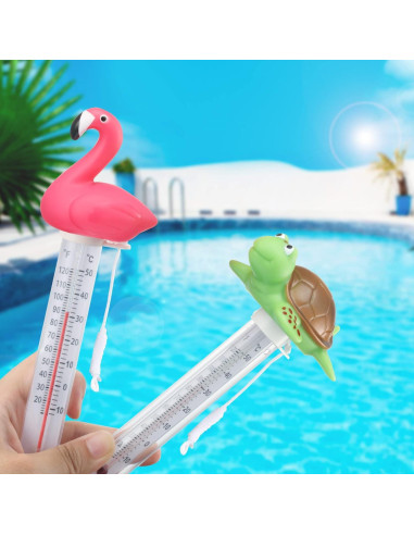 Termómetros Flotantes para Piscina KABUDA - Flamenco y Tortuga