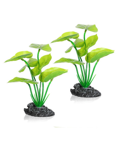 2 Plantas Artificiales para Acuario Qulkws 15 cm Verde