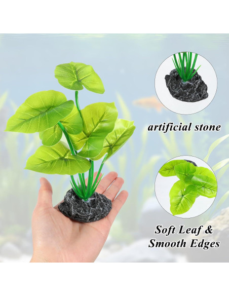 2 Plantas Artificiales para Acuario Qulkws 15 cm Verde