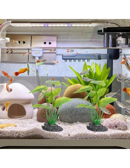 2 Plantas Artificiales para Acuario Qulkws 15 cm Verde
