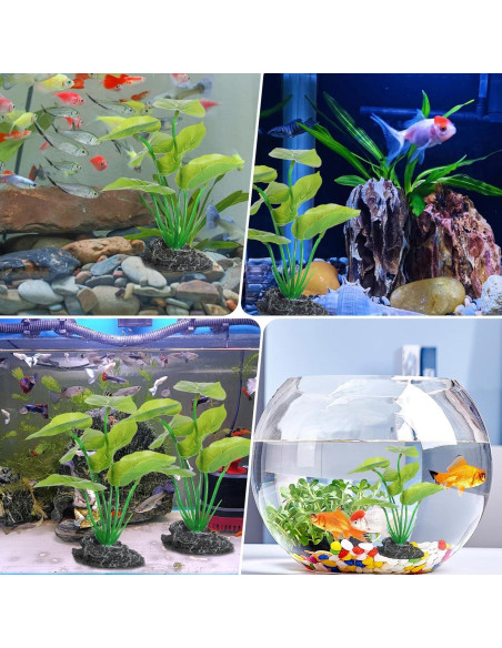 2 Plantas Artificiales para Acuario Qulkws 15 cm Verde