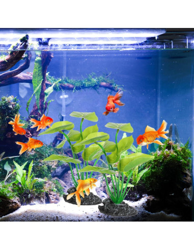 2 Plantas Artificiales para Acuario Qulkws 15 cm Verde