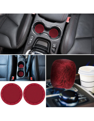 Juego de Accesorios de Coche Frienda 6 Piezas Rojo Vino