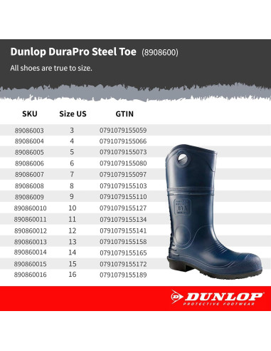 Botas de Seguridad Dunlop Durapro Punta de Acero 10 US