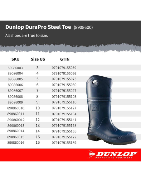 Botas de Seguridad Dunlop Durapro Punta de Acero 10 US