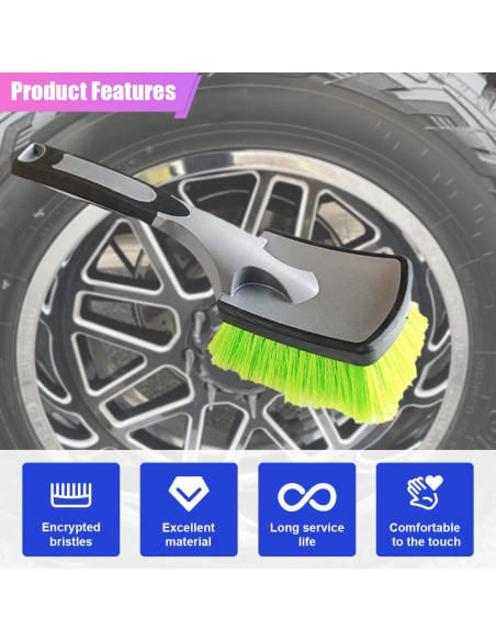 Cepillo Limpiador de Ruedas ZIMISI Verde - Cerdas Suaves y Ergonomía