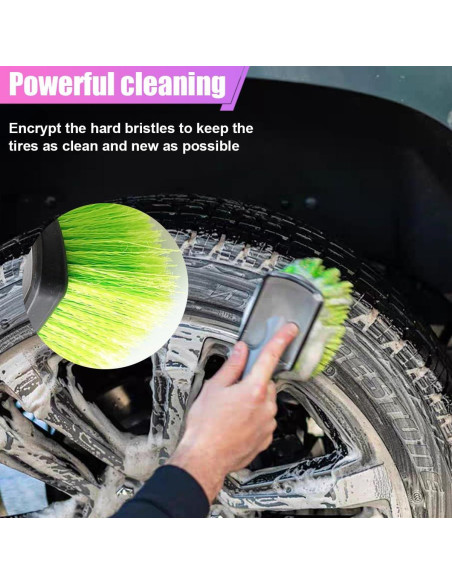 Cepillo Limpiador de Ruedas ZIMISI Verde - Cerdas Suaves y Ergonomía