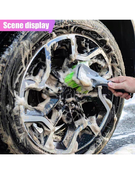 Cepillo Limpiador de Ruedas ZIMISI Verde - Cerdas Suaves y Ergonomía