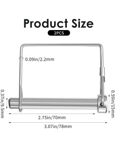Paquete de 2 Pasadores de Remolque Gtziqa 9.5 mm x 70 mm 2