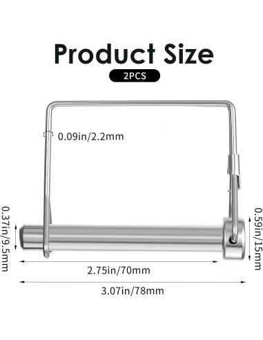 Paquete de 2 Pasadores de Remolque Gtziqa 9.5 mm x 70 mm