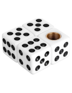 4 Tapones de Válvula de Neumático Exircy Dado Blanco Universal