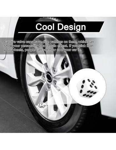 4 Tapones de Válvula de Neumático Exircy Dado Blanco Universal