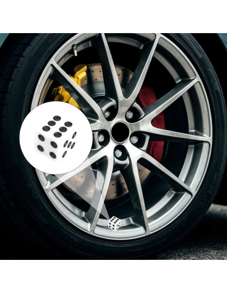 4 Tapones de Válvula de Neumático Exircy Dado Blanco Universal