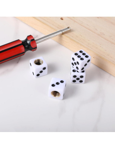 4 Tapones de Válvula de Neumático Exircy Dado Blanco Universal