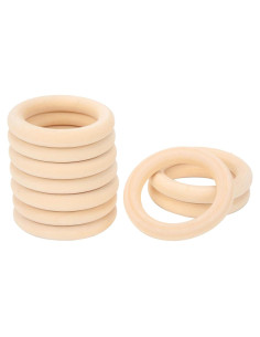 10 Anillos de Dentición de Madera para Bebés 65mm Ecológicos
