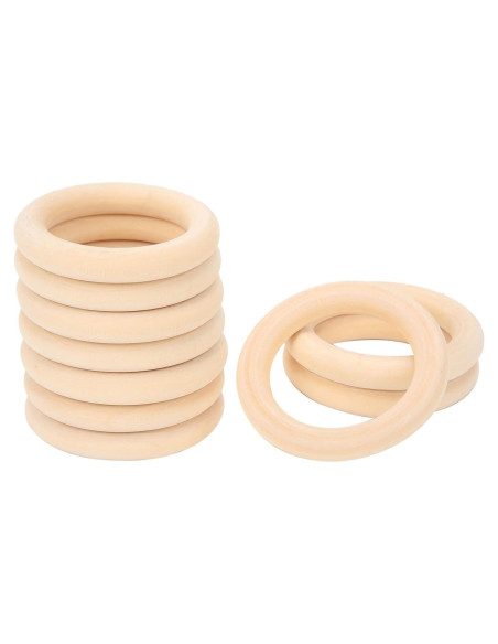 10 Anillos de Dentición de Madera para Bebés 65mm Ecológicos