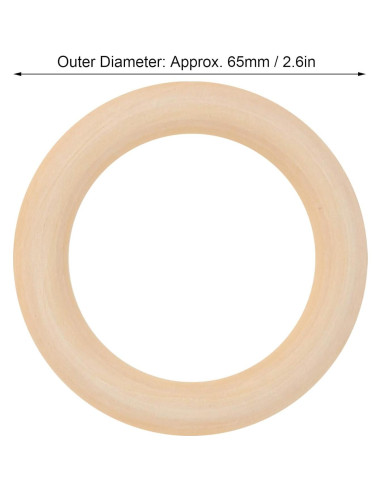 10 Anillos de Dentición de Madera para Bebés 65mm Ecológicos