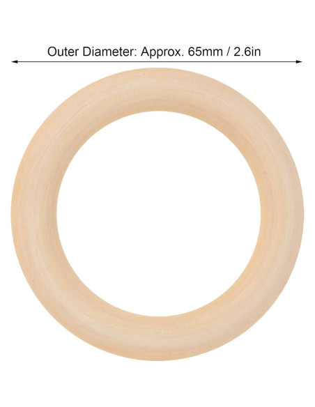 10 Anillos de Dentición de Madera para Bebés 65mm Ecológicos