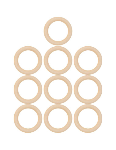 10 Anillos de Dentición de Madera para Bebés 65mm Ecológicos