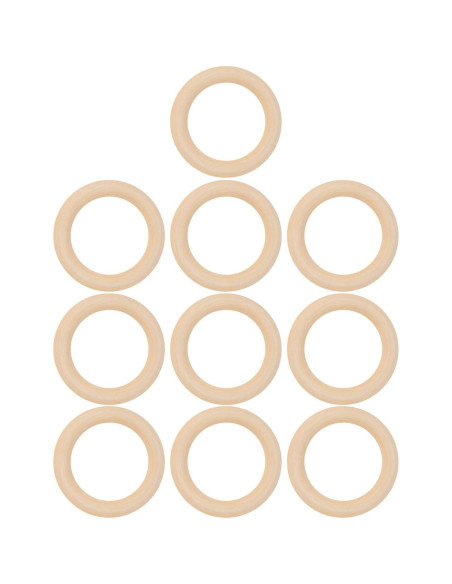 10 Anillos de Dentición de Madera para Bebés 65mm Ecológicos