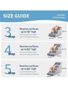 Escaleras para Perros Pequeños MYAXBD 3 Pasos 40x57x40 cm Gris 2