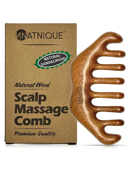 Peine de Madera Sándalo Natnique - Masajeador Cuero Cabelludo