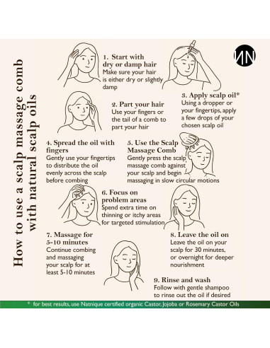 Peine de Madera Sándalo Natnique - Masajeador Cuero Cabelludo