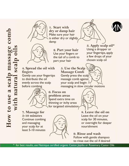 Peine de Madera Sándalo Natnique - Masajeador Cuero Cabelludo