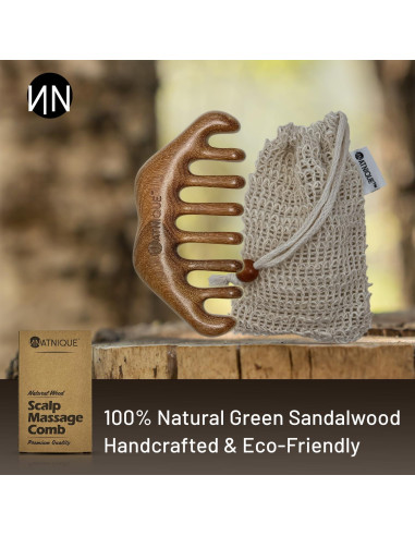 Peine de Madera Sándalo Natnique - Masajeador Cuero Cabelludo