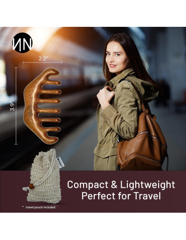 Peine de Madera Sándalo Natnique - Masajeador Cuero Cabelludo