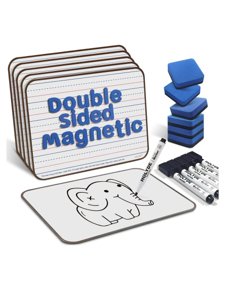 Paquete de 6 Pizarras Magnéticas Doble Cara HOLYDE 30x22 cm