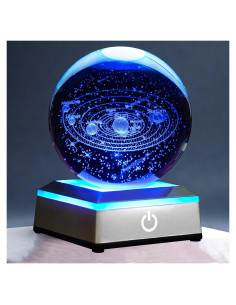 Lámpara de Noche 3D Cristal K9 Sistema Solar LED 8 cm