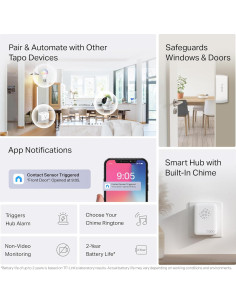Kit de Seguridad Tapo T31: 3 Sensores de Contacto + Hub Inteligente 2