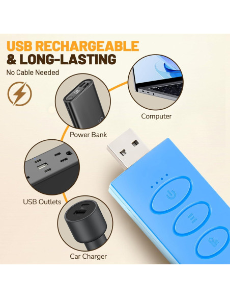 Luz de Lectura Recargable YONSEN con 5 Brillos y 3 Colores