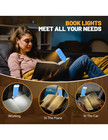 Luz de Lectura Recargable YONSEN con 5 Brillos y 3 Colores