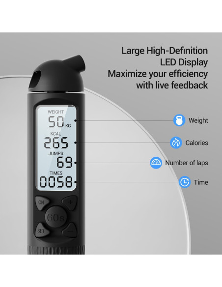 Cuerda de Salto Inteligente UMAY Sin Cable Ajustable con Pantalla LCD