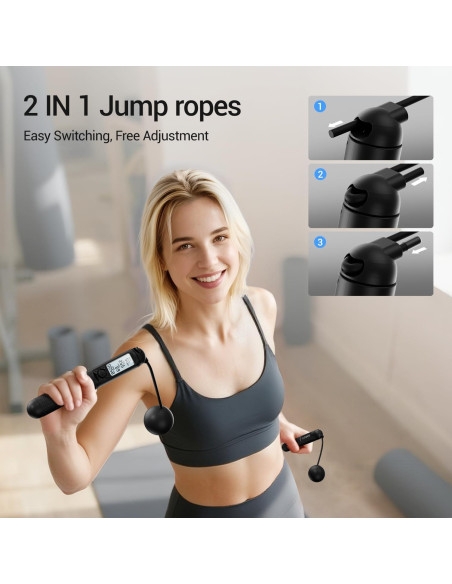 Cuerda de Salto Inteligente UMAY Sin Cable Ajustable con Pantalla LCD
